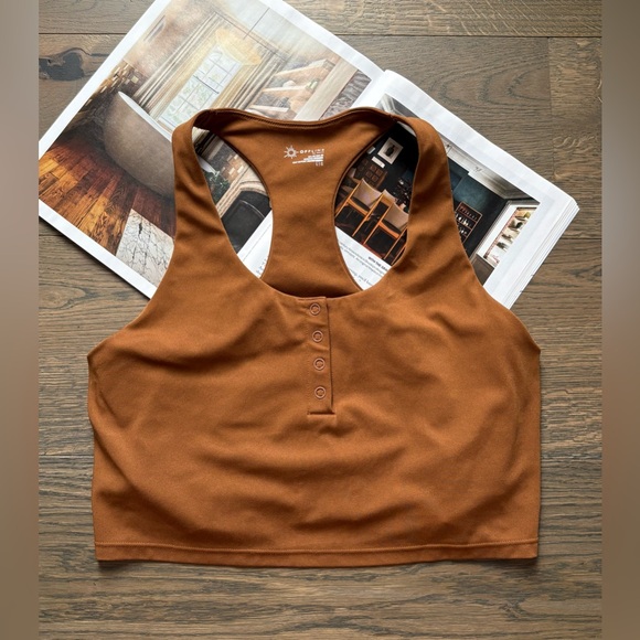 Offline By Aerie Real Me Recharge Least Support Built-In Bra Top In Rust Size L - Picture 1 of 9